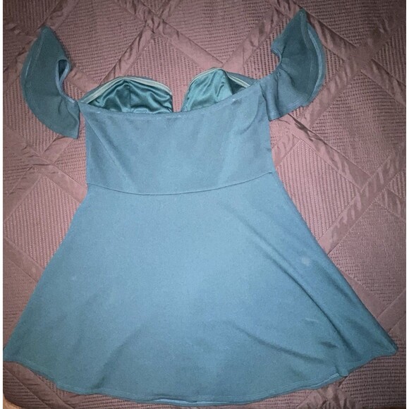 Charlotte Russe Dress Off Shoulder Flutter Sleeves Emerald Green Women’s Size XL - Picture 5 of 7